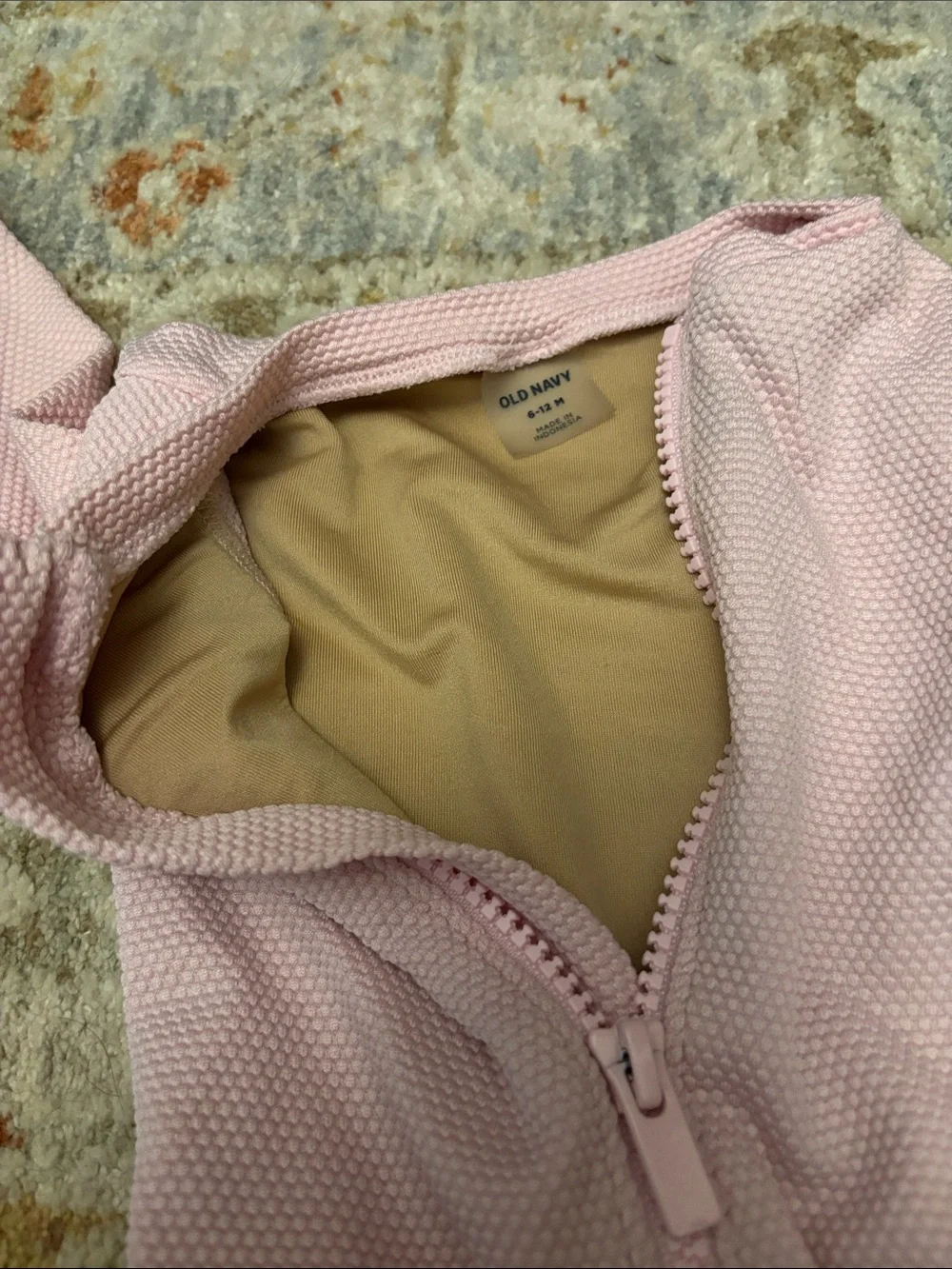 Old Navy Light Pink Long-Sleeve Zip Front One-Piece